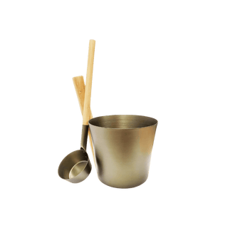 1.5 Gallon Birch Green Aluminum & Bamboo Sauna Bucket and Ladle Set - The Sauna Place