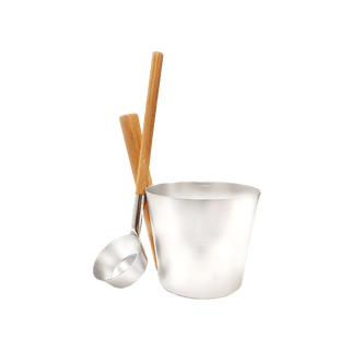 1.5 Gallon Natural Aluminum & Bamboo Sauna Bucket and Ladle Set - The Sauna Place