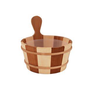 1 Gallon 2-Tone Wood Sauna Bucket with Dipper - The Sauna Place