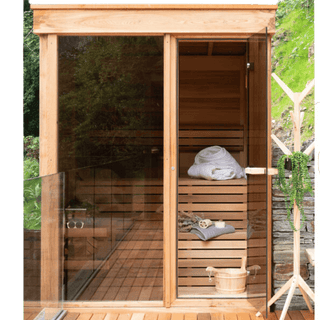 Dundalk Pure Cube CU550 Outdoor Clear Cedar Sauna – CALL FOR PRICING - The Sauna Place