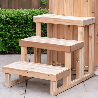 3-Tier Steps for Cold Plunge – Knotty or Clear Red Cedar