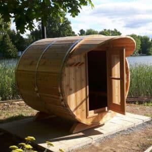 Dundalk 6′ x 4′ Knotty Cedar Barrel Sauna - The Sauna Place