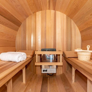 Dundalk 7′ x 8′ Clear Cedar Barrel Sauna - The Sauna Place