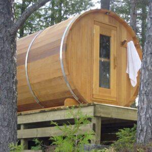 Dundalk 7′ x 8′ Clear Cedar Barrel Sauna - The Sauna Place