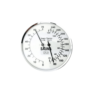 Brushed Aluminum & Glass Thermometer/Hygrometer (5″ Diameter F) - The Sauna Place