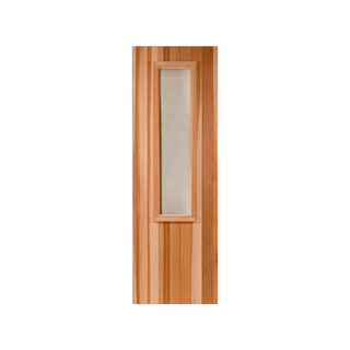 Cedar Door with Clear 10” x 42” Rectangle Tempered Glass - The Sauna Place