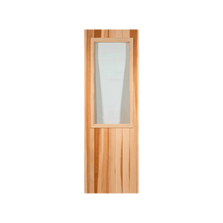 Cedar Door with Clear 16” x 36” Rectangle Tempered Glass - The Sauna Place