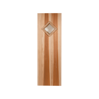 Cedar Door with Clear 9” x 9” Rectangle Tempered Glass Window - The Sauna Place