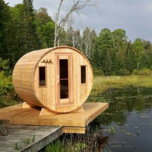 Dundalk 6′ x 4′ Knotty Cedar Barrel Sauna - The Sauna Place