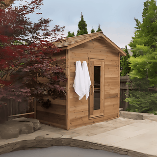 Dundalk 5′ x 6′ Knotty Red Cedar Outdoor Cabin Sauna - The Sauna Place