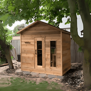 Dundalk 5′ x 8′ Knotty Red Cedar Outdoor Cabin Sauna - The Sauna Place