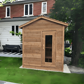 Dundalk 6′ x 6′ Knotty Red Cedar Outdoor Cabin Sauna - The Sauna Place