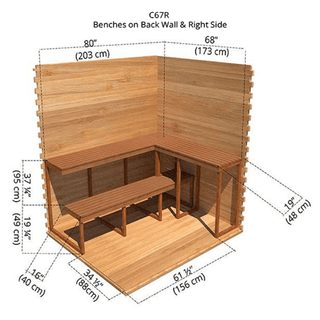 Dundalk 6′ x 7′ Clear Cedar Outdoor Cabin Sauna - The Sauna Place