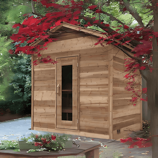 Dundalk 6′ x 7′ Knotty Red Cedar Outdoor Cabin Sauna - The Sauna Place