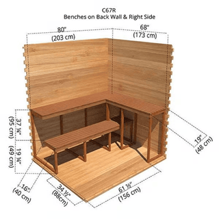 Dundalk 6′ x 7′ Knotty Red Cedar Outdoor Cabin Sauna - The Sauna Place