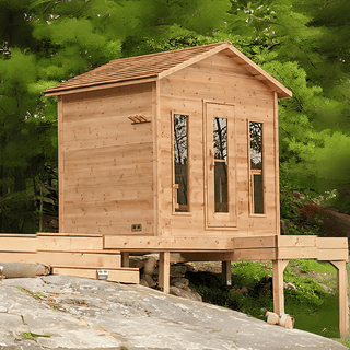 Dundalk 6′ x 8′ Knotty Red Cedar Outdoor Cabin Sauna - The Sauna Place