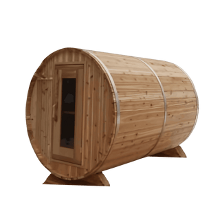 Dundalk 6′ x 4′ Knotty Cedar Barrel Sauna - The Sauna Place