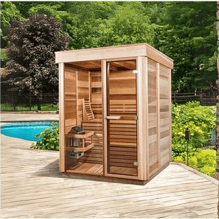 Dundalk Pure Cube CU550 Outdoor Clear Cedar Sauna – CALL FOR PRICING - The Sauna Place