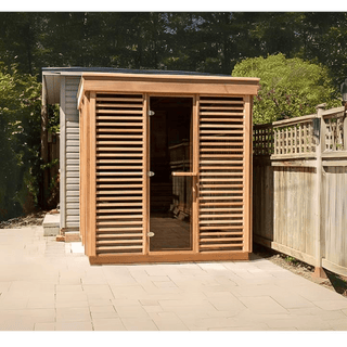 Dundalk Pure Cube CU570 Outdoor Clear Cedar Sauna – CALL FOR PRICING - The Sauna Place