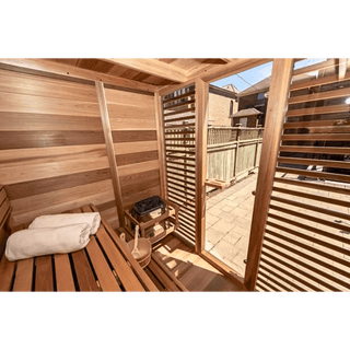 Dundalk Pure Cube CU570 Outdoor Clear Cedar Sauna – CALL FOR PRICING - The Sauna Place