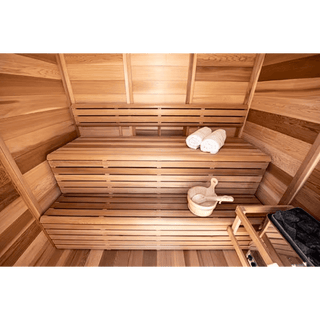 Dundalk Pure Cube CU580 Outdoor Clear Cedar Sauna – CALL FOR PRICING - The Sauna Place