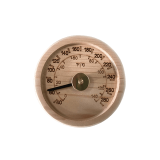 Engraved Cedar Round Thermometer C-F (4″ diameter) - The Sauna Place