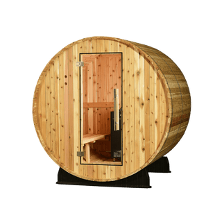 Almost Heaven 7′ x 6′ Essex 4-Person Barrel Sauna - The Sauna Place