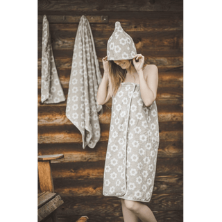 Floral sauna apron full length - The Sauna Place