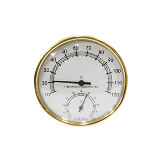 Gold Rimmed Thermometer/Hygrometer 4″Diameter (Celsius only) - The Sauna Place