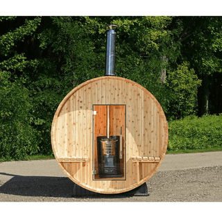 Almost Heaven 7′ x 7’+1′ Grandview 6-Person Cedar Barrel Sauna - The Sauna Place