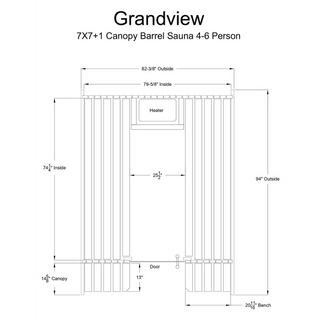 Almost Heaven 7′ x 7’+1′ Grandview 6-Person Cedar Barrel Sauna - The Sauna Place