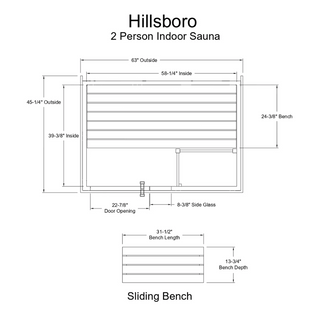 Almost Heaven Hillsboro 2-Person Prebuilt Sauna - The Sauna Place