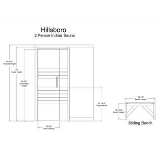 Almost Heaven Hillsboro 2-Person Prebuilt Sauna - The Sauna Place