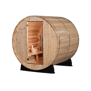 Almost Heaven 6′ x 6′ Pinnacle 4-Person Barrel Sauna - The Sauna Place