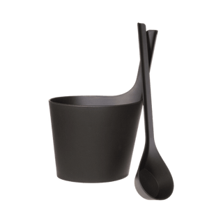 Rento Pisara Sauna Pail and Ladle Set – Peat Black (5 Liters) - The Sauna Place