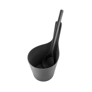 Rento Pisara Sauna Pail and Ladle Set – Peat Black (5 Liters) - The Sauna Place