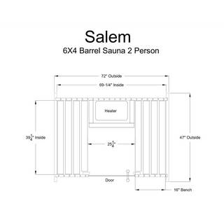 Almost Heaven 6′ x 4′ Salem 2-Person Barrel Sauna - The Sauna Place