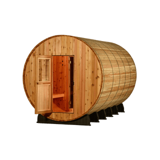 Almost Heaven 7′ x 10′ Shenandoah 8-Person Barrel Sauna - The Sauna Place