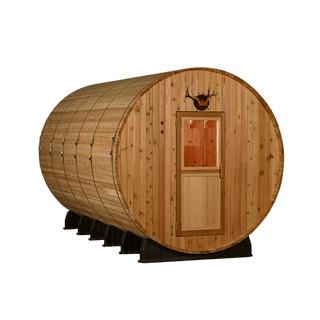 Almost Heaven 7′ x 10′ Shenandoah 8-Person Barrel Sauna - The Sauna Place