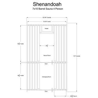 Almost Heaven 7′ x 10′ Shenandoah 8-Person Barrel Sauna - The Sauna Place