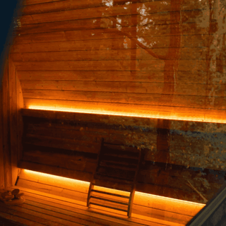 Thermory Barrel No. 60 – Natural (With Wide Back Window & Porch) - The Sauna Place