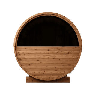 Thermory Barrel No. 60 – Natural (With Wide Back Window & Porch) - The Sauna Place