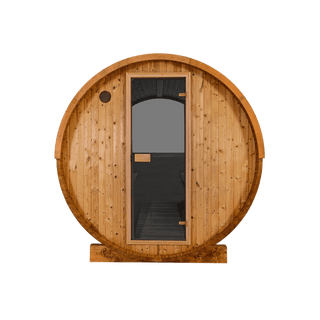 Thermory Barrel No. 50 – Natural (With Wide Back Window, No Porch) - The Sauna Place