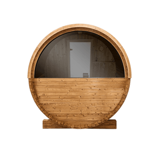 Thermory Barrel No. 50 – Natural (With Wide Back Window, No Porch) - The Sauna Place