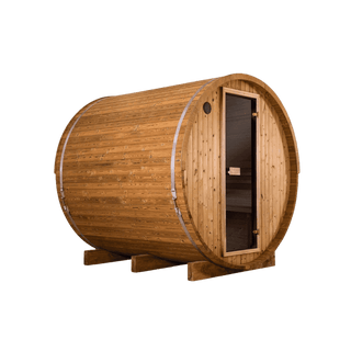 Thermory Barrel No. 50 – Natural (With Wide Back Window, No Porch) - The Sauna Place