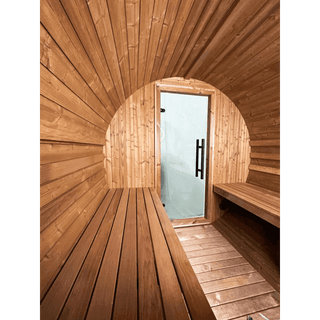 Thermory Barrel No. 50 – Natural (With Wide Back Window, No Porch) - The Sauna Place