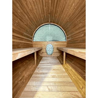 Thermory Barrel No. 50 – Natural (With Wide Back Window, No Porch) - The Sauna Place