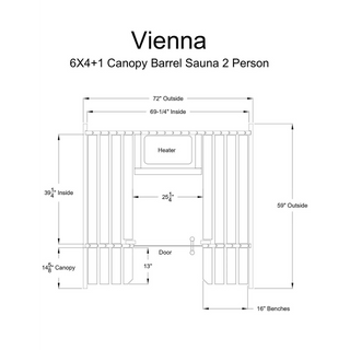 Almost Heaven 6′ x 4’+1′ Vienna 2-Person Barrel Sauna - The Sauna Place