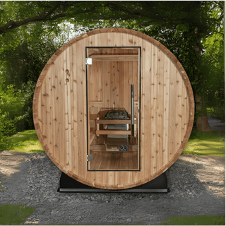 Almost Heaven 6′ x 5′ Watoga 4-person Barrel Sauna - The Sauna Place