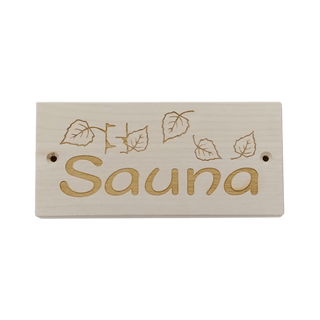 Wood Sauna Sign with birch leaf design (2 3/4" x 5 3/4") - The Sauna Place